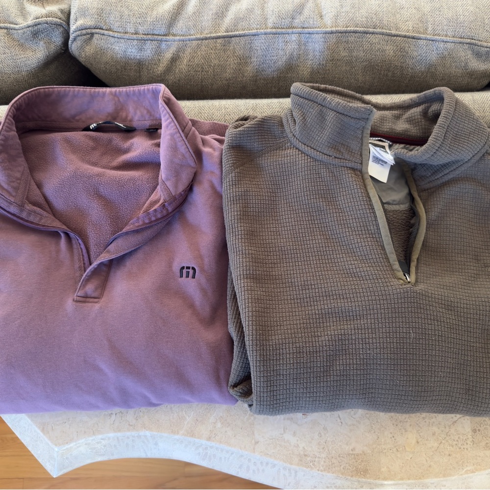 2 men’s quarter zip nice pullovers Travis Matthew and north face